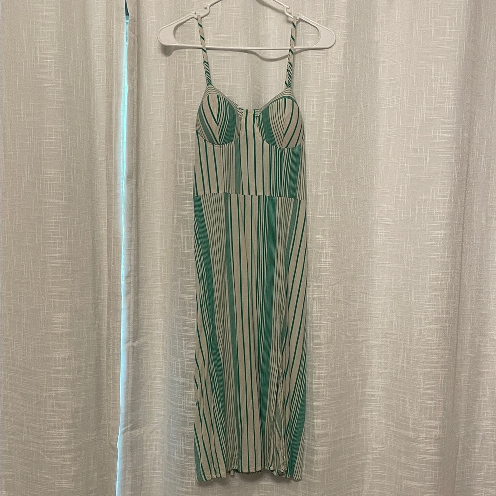 Lily Rose Green and White Striped Maxi Dress
